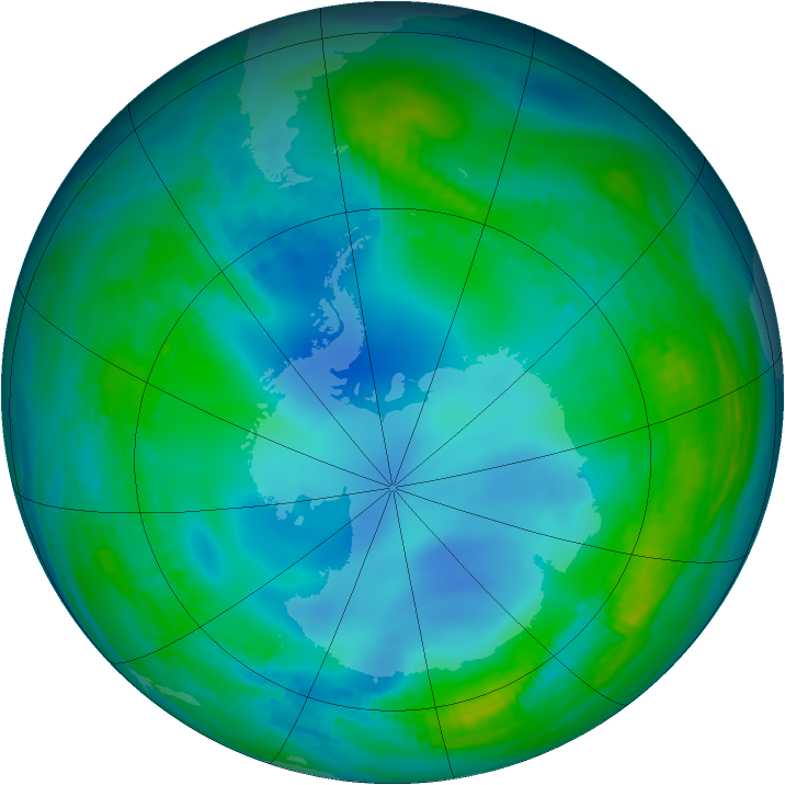 Antarctic ozone map for 24 May 1988